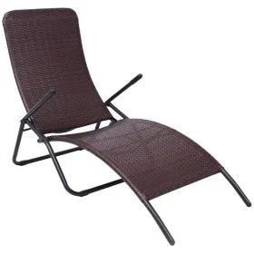 Tumbona plegable de ratán sintético marrón de vidaXL, Tumbonas - Ref: Foro24-42945, Precio: 74,43 €, Descuento: %