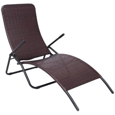 Tumbona plegable de ratán sintético marrón de vidaXL, Tumbonas - Ref: Foro24-42945, Precio: 74,43 €, Descuento: %