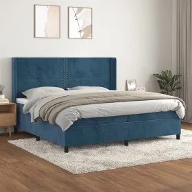 Box spring bed with dark blue velvet mattress 200x200 cm by , Beds and slatted bases - Ref: Foro24-3132643, Price: 636,59 €, ...