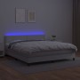 Cama box spring colchón y LED cuero sintético blanco 160x200 cm de , Camas y somieres - Ref: Foro24-3134172, Precio: 512,21 €...