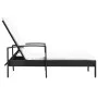 Tumbona con cojín de ratán sintético negro de vidaXL, Tumbonas - Ref: Foro24-42942, Precio: 145,55 €, Descuento: %
