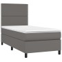 Cama box spring y colchón LED cuero sintético gris 90x190 cm de , Camas y somieres - Ref: Foro24-3135859, Precio: 330,04 €, D...