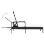 Tumbona con cojín de ratán sintético negro de vidaXL, Tumbonas - Ref: Foro24-42942, Precio: 147,41 €, Descuento: %