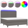 Cama box spring colchón y LED cuero sintético gris 180x200 cm de , Camas y somieres - Ref: Foro24-3135901, Precio: 609,90 €, ...