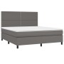 Cama box spring colchón y LED cuero sintético gris 180x200 cm de , Camas y somieres - Ref: Foro24-3135901, Precio: 609,90 €, ...