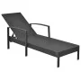 Tumbona con cojín de ratán sintético negro de vidaXL, Tumbonas - Ref: Foro24-42942, Precio: 145,55 €, Descuento: %