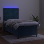 Cama box spring colchón y LED terciopelo azul oscuro 90x200 cm de , Camas y somieres - Ref: Foro24-3136045, Precio: 341,58 €,...
