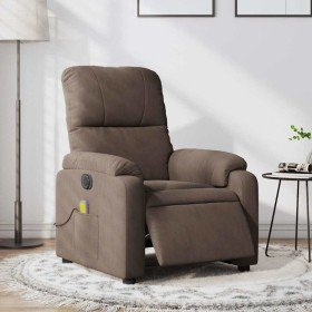 Sillón reclinable de masaje eléctrico tela de microfibra marrón en Sillones | Comprar online en Foru.es