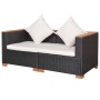 Sofá de jardín de ratán sintético negro de vidaXL, Conjuntos de jardín - Ref: Foro24-42754, Precio: 264,43 €, Descuento: %