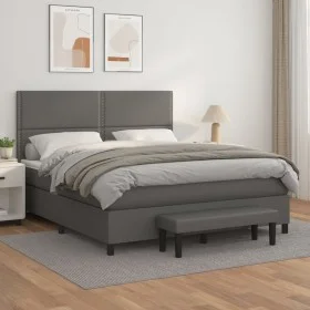 Boxspringbett mit grauer Kunstledermatratze 180x200 cm von , Betten und Lattenroste - Ref: Foro24-3137621, Preis: 646,82 €, R...