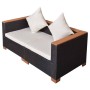 Sofá de jardín de ratán sintético negro de vidaXL, Conjuntos de jardín - Ref: Foro24-42754, Precio: 264,43 €, Descuento: %