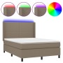 Cama box spring colchón y luces LED tela gris taupe 140x190 cm de , Camas y somieres - Ref: Foro24-3138153, Precio: 519,04 €,...