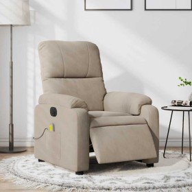 Sillón reclinable masaje eléctrico tela microfibra gris taupe en Sillones | Comprar online en Foru.es