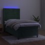 Cama box spring colchón y LED terciopelo verde oscuro 90x200 cm de , Camas y somieres - Ref: Foro24-3139484, Precio: 346,81 €...