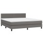 Cama box spring con colchón cuero sintético gris 180x200 cm de , Camas y somieres - Ref: Foro24-3141081, Precio: 532,45 €, De...