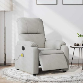 Sillón reclinable masaje eléctrico tela microfibra gris claro en Sillones | Comprar online en Foru.es