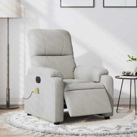 Sillón reclinable masaje eléctrico tela microfibra gris claro en Sillones | Comprar online en Foru.es