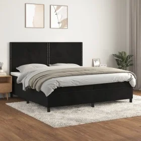 Cama box spring con colchón terciopelo negro 200x200 cm de , Camas y somieres - Ref: Foro24-3142985, Precio: 610,31 €, Descue...