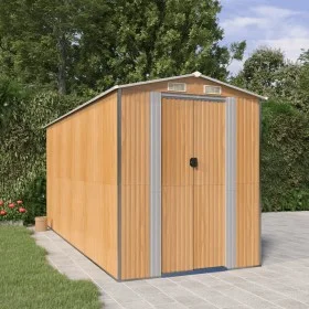 Cobertizo jardín acero galvanizado marrón claro 192x440x223 cm de , Cobertizos - Ref: Foro24-3147474, Precio: 599,01 €, Descu...
