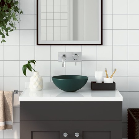Lavabo de cuarto de baño redondo cerámica verde oscuro de , Lavabos - Ref: Foro24-146981, Precio: 66,67 €, Descuento: %