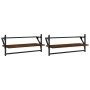 Estantes de pared con barras 2 uds marrón roble 65x25x30 cm de , Estantes y estanterías - Ref: Foro24-836247, Precio: 26,75 €...