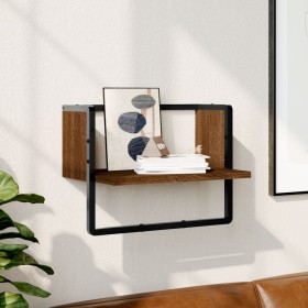 Estante de pared con barra marrón roble 40x25x30 cm de , Estantes y estanterías - Ref: Foro24-836287, Precio: 16,59 €, Descue...