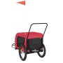 Remolque de bicicleta mascotas hierro tela Oxford rojo negro de , Cochecitos para mascotas - Ref: Foro24-94027, Precio: 92,37...
