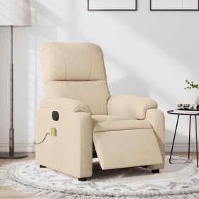 Sillón reclinable masaje eléctrico tela microfibra color crema en Sillones | Comprar online en Foru.es