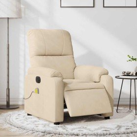 Sillón reclinable masaje eléctrico tela microfibra color crema en Sillones | Comprar online en Foru.es