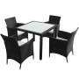 Set comedor de jardín 5 piezas y cojines ratán sintético negro de vidaXL, Conjuntos de jardín - Ref: Foro24-43122, Precio: 38...
