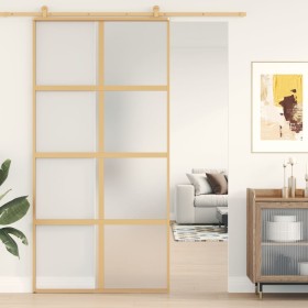 Puerta corredera dorada de vidrio ESG esmerilado y aluminio de , Puertas para el hogar - Ref: Foro24-155189, Precio: 190,87 €...