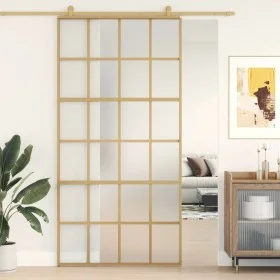 Puerta corredera dorada de vidrio ESG esmerilado y aluminio de , Puertas para el hogar - Ref: Foro24-155177, Precio: 193,95 €...