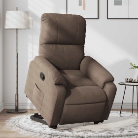 Sillón reclinable elevable tela de microfibra marrón en Sillones | Comprar online en Foru.es