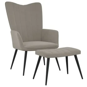 Sillón de relax con taburete de terciopelo gris claro de , Sillones - Ref: Foro24-327688, Precio: 129,75 €, Descuento: %