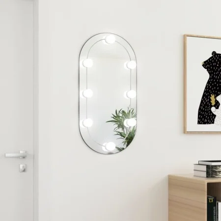 Oval glass mirror with LED lights 80x40 cm by , Mirrors - Ref: Foro24-3102975, Price: 39,42 €, Discount: %
