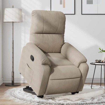 Sillón reclinable elevable tela de microfibra gris taupe en Sillones | Comprar online en Foru.es