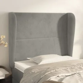 Cabecero con orejas de terciopelo gris claro 93x23x118/128 cm de , Cabeceros y pies de cama - Ref: Foro24-3117852, Precio: 66...