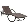 Tumbona de jardín con cojín y mesita ratán sintético marrón de vidaXL, Tumbonas - Ref: Foro24-42885, Precio: 148,19 €, Descue...