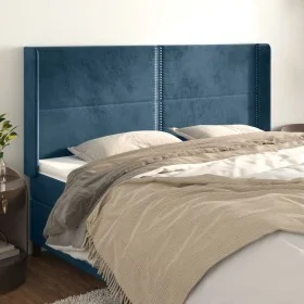 Headboard with dark blue velvet ears 183x16x118/128 cm by , Headboards and footboards - Ref: Foro24-3119504, Price: 123,59 €,...