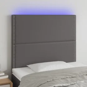 Cabecero con luces LED cuero sintético gris 80x5x118/128 cm de , Cabeceros y pies de cama - Ref: Foro24-3122360, Precio: 58,7...