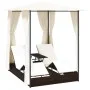 Tumbona doble con cortinas ratán sintético marrón de vidaXL, Camas para exteriores - Ref: Foro24-42890, Precio: 340,45 €, Des...