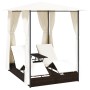 Tumbona doble con cortinas ratán sintético marrón de vidaXL, Camas para exteriores - Ref: Foro24-42890, Precio: 389,20 €, Des...