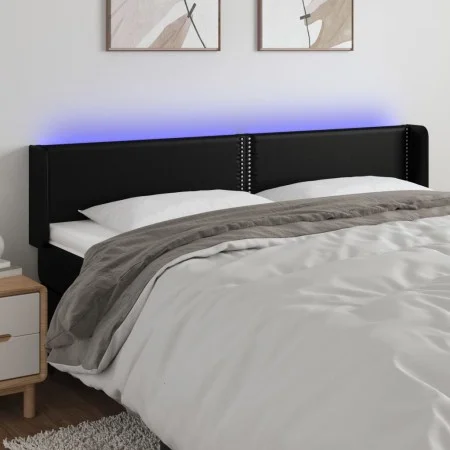Kopfteil mit LED, schwarzem Kunstleder, 163 x 16 x 78/88 cm von , Kopf- und Fußteile - Ref: Foro24-3123192, Preis: 70,35 €, R...
