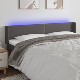 Cabecero con LED cuero sintético gris 183x16x78/88 cm de , Cabeceros y pies de cama - Ref: Foro24-3123202, Precio: 72,98 €, D...