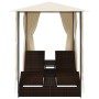 Tumbona doble con cortinas ratán sintético marrón de vidaXL, Camas para exteriores - Ref: Foro24-42890, Precio: 389,20 €, Des...