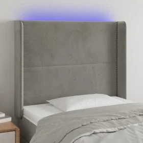 Hellgraues Samtkopfteil mit LED 93x16x118/128 cm von , Kopf- und Fußteile - Ref: Foro24-3123944, Preis: 68,39 €, Rabatt: %