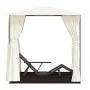 Tumbona doble con cortinas ratán sintético marrón de vidaXL, Camas para exteriores - Ref: Foro24-42890, Precio: 340,45 €, Des...