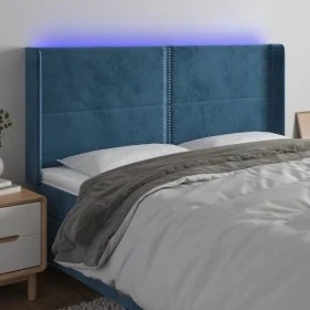 LED-Kopfteil aus dunkelblauem Samt, 203 x 16 x 118/128 cm von , Kopf- und Fußteile - Ref: Foro24-3123978, Preis: 113,68 €, Ra...