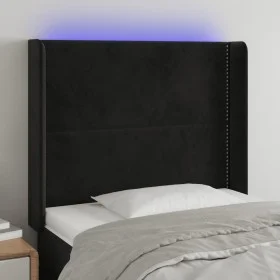 Cabecero con LED de terciopelo negro 103x16x118/128 cm de , Cabeceros y pies de cama - Ref: Foro24-3123952, Precio: 71,75 €, ...