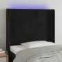 Black velvet headboard with LED 103x16x118/128 cm by , Headboards and footboards - Ref: Foro24-3123952, Price: 71,75 €, Disco...